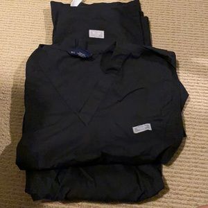 Blue sky scrubs small top, XS pants